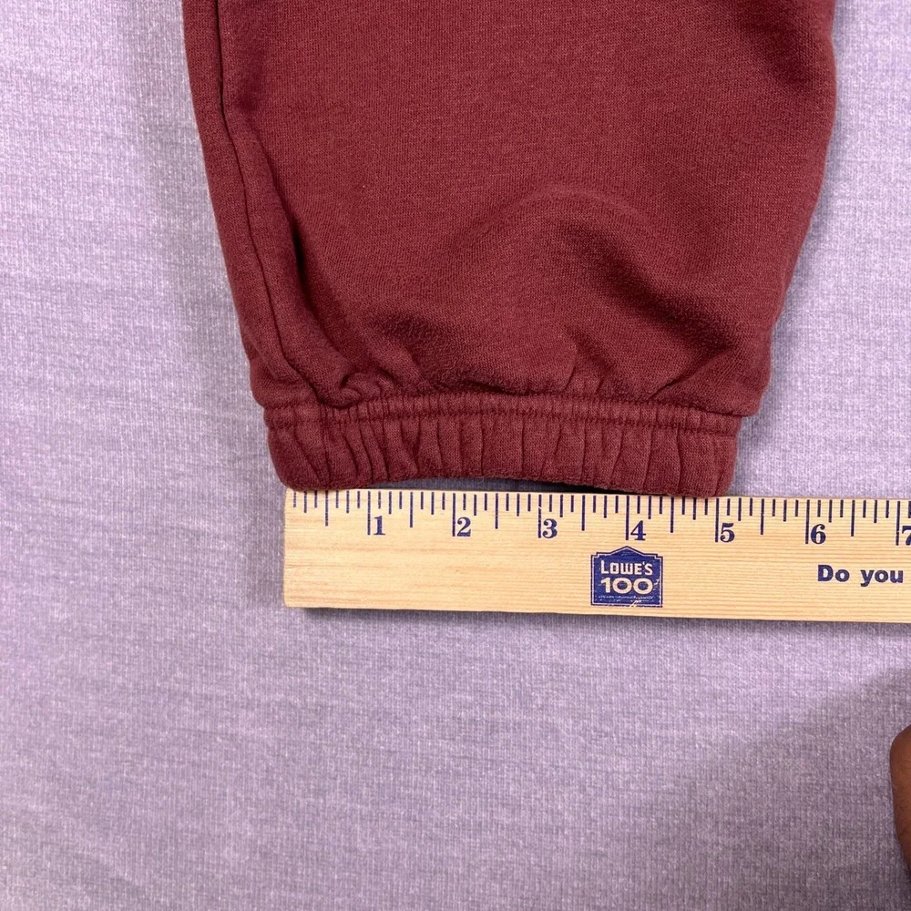 Vively Fleece Joggers Elastic Waist Mid Rise Sweatpants Mens Large Maroon Cotton
